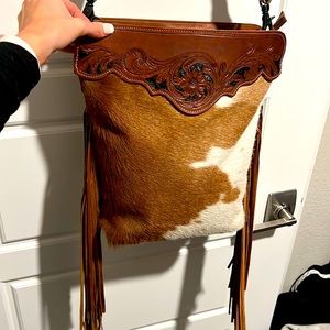 Myra Bag - Cow hide leather purse with fringe